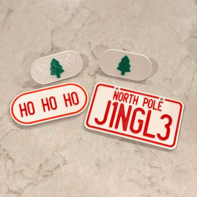 Christmas Themed Cozy Coupe Makeover License Plate, Side Badges, and Front Badge