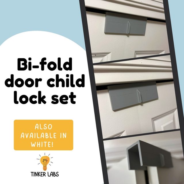 Set of 2 Child Locks Bi-Fold Doors, Pantry Doors, Folding Doors for Closet