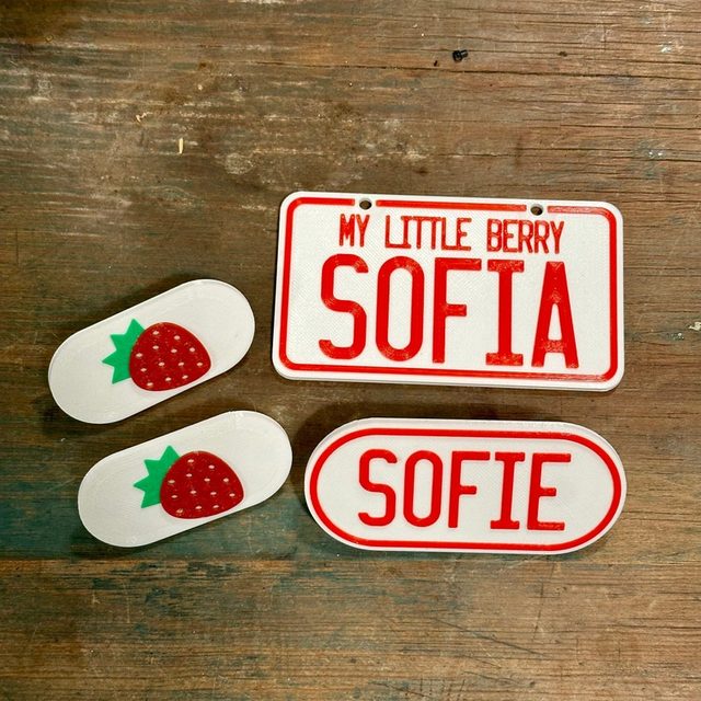 Strawberry Theme Side Badges, Front Badge, and License Plates Compatible With Little Tikes Cozy Coupe